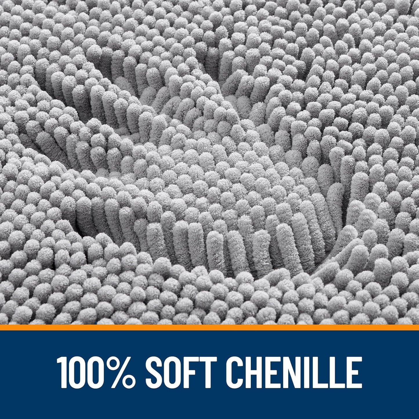 Step Into Comfort: Ultra-Soft Chenille Bath Mat with Quick-Dry Rubber Backing, Grey, 30"x20"