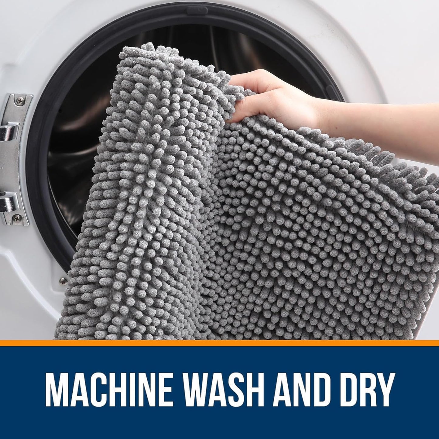 Step Into Comfort: Ultra-Soft Chenille Bath Mat with Quick-Dry Rubber Backing, Grey, 30"x20"